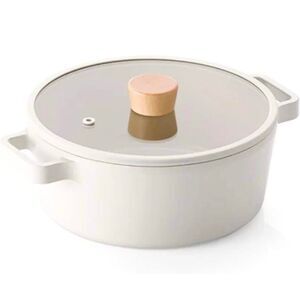 NEOFLAM FIKA 2.7QT Nonstick Stock Pot, Glass Lid with Wood Knob